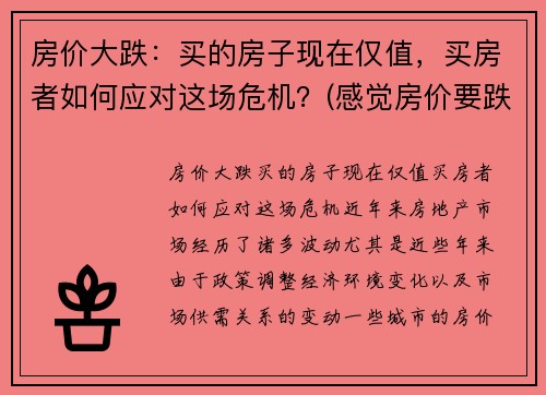 房价大跌：买的房子现在仅值，买房者如何应对这场危机？(感觉房价要跌)